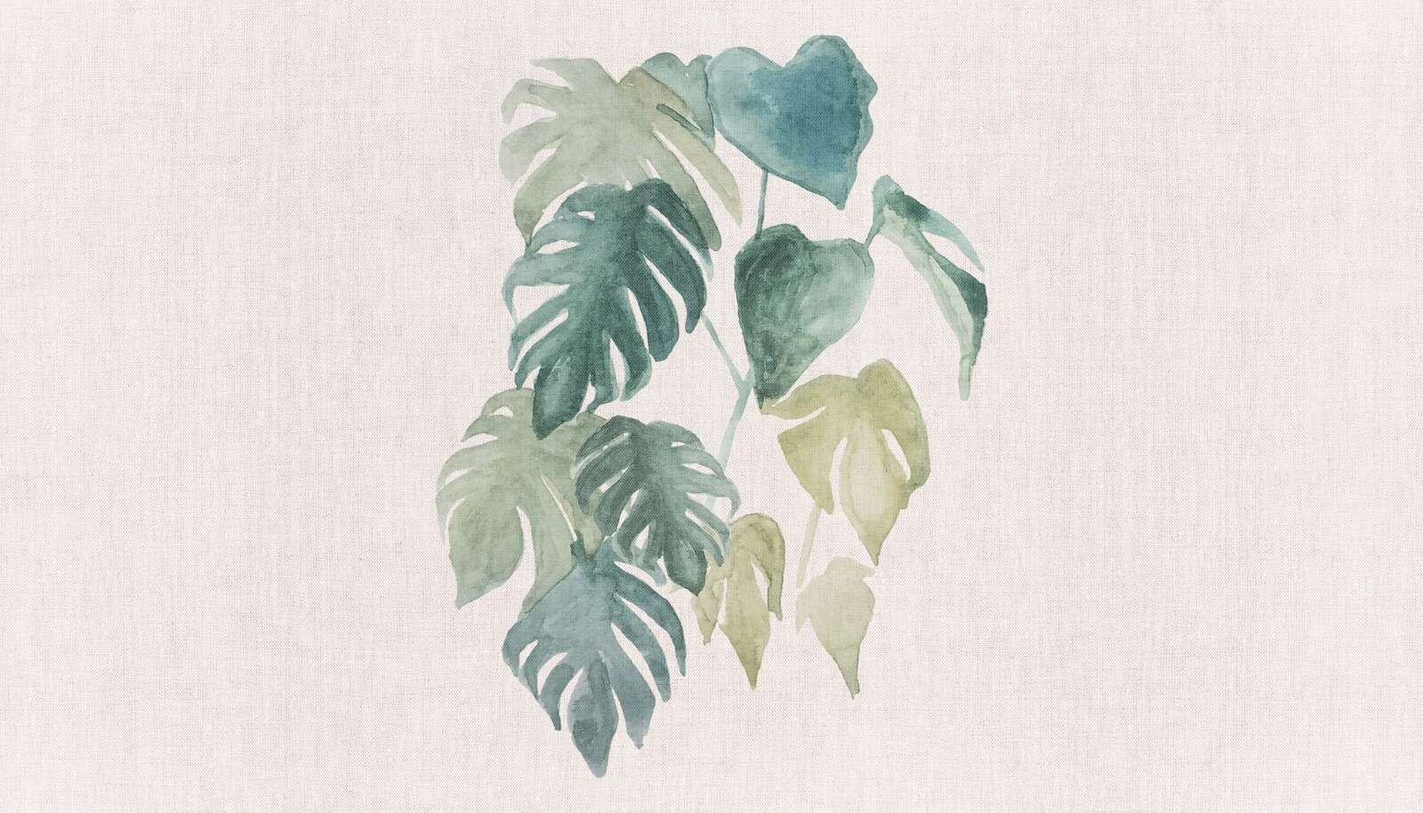 Hojas acuarela en tonos tropicales.