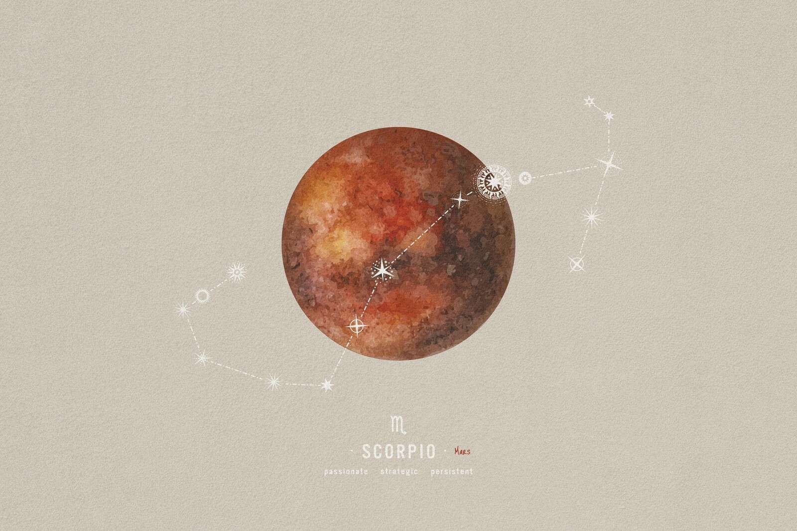 Escorpión Planeta Con Línea de Estrellas