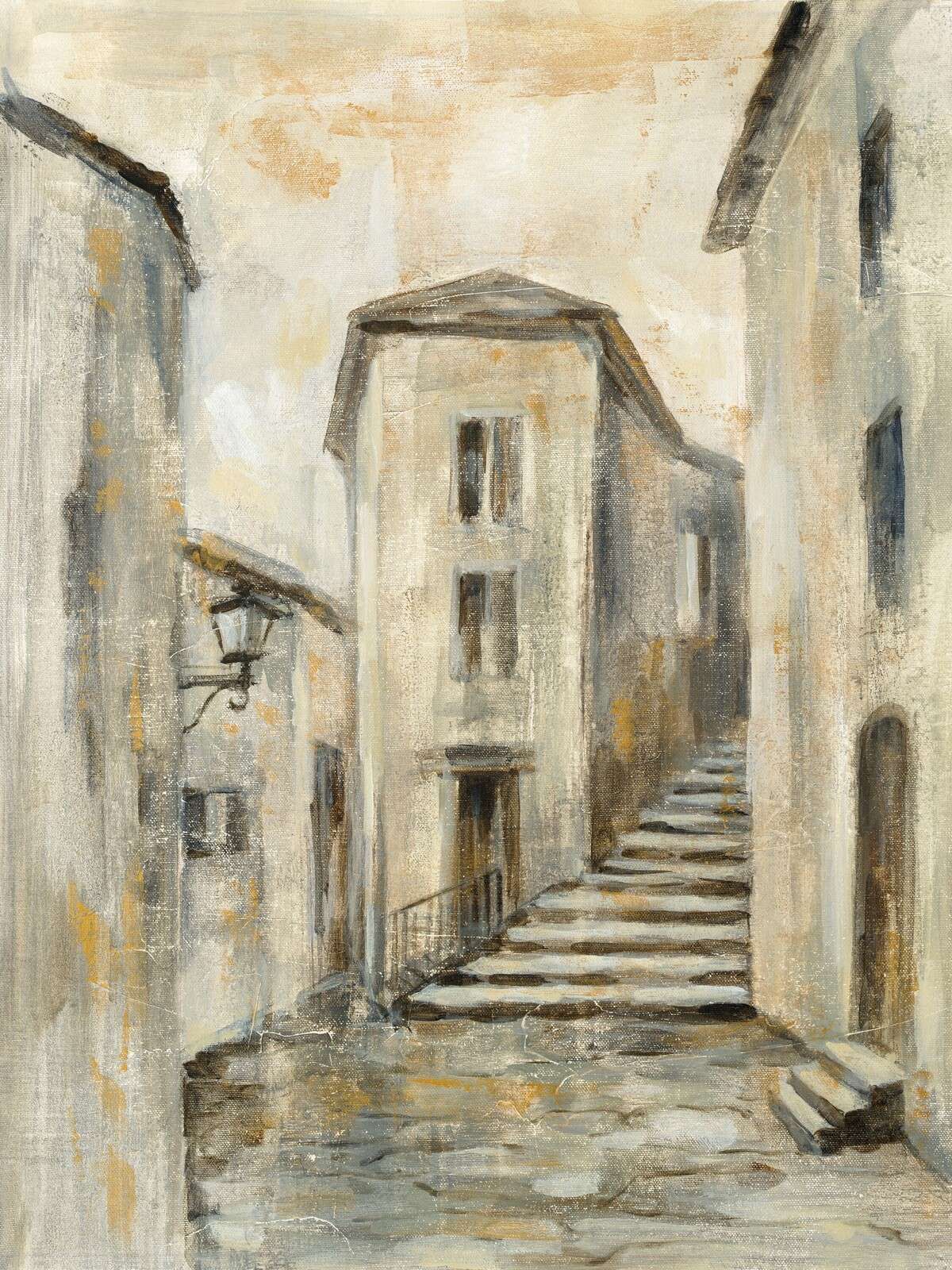 Escaleras de piedra en un callejón mediterráneo.