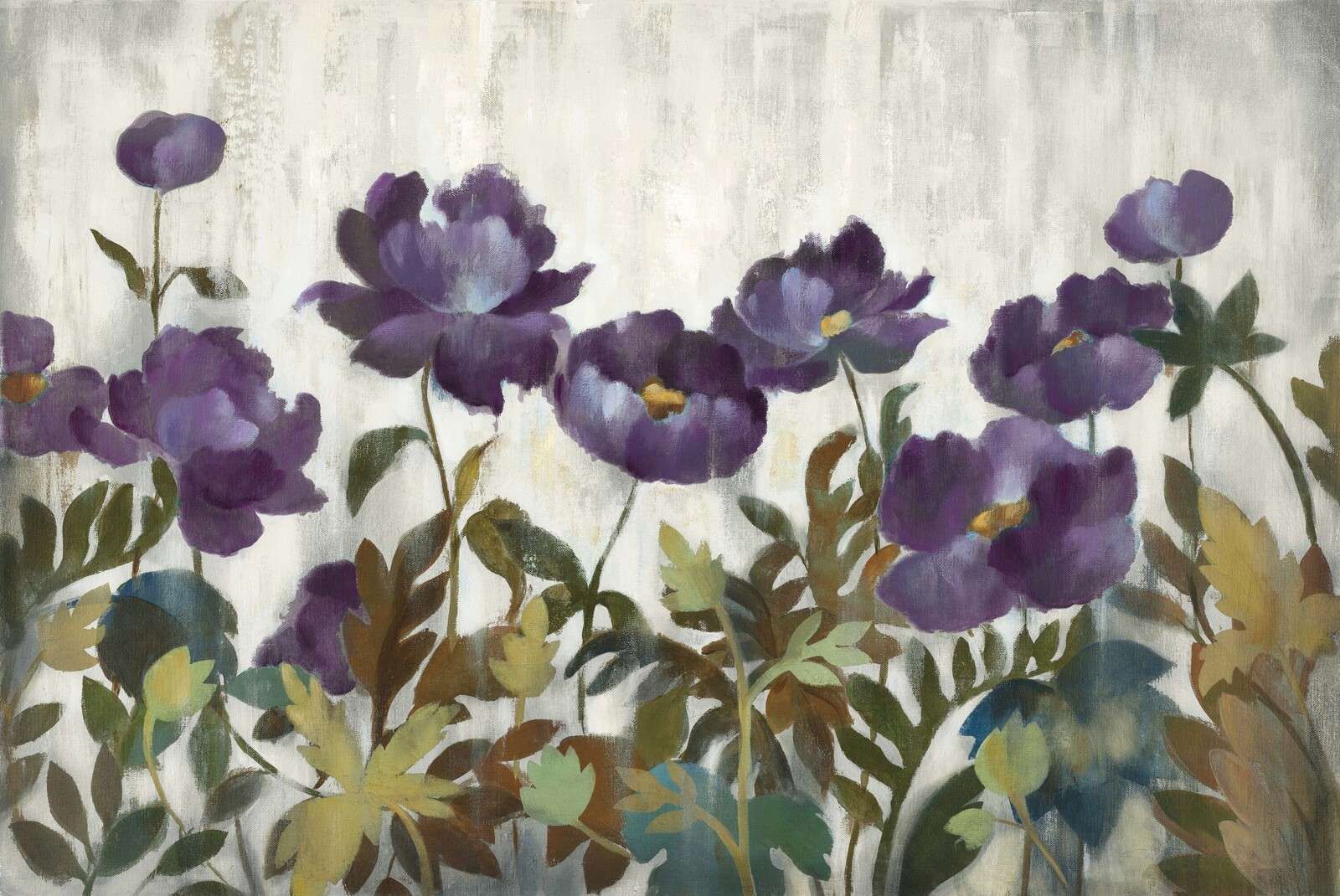Esplendor de flores púrpuras en la sombra de las hojas.