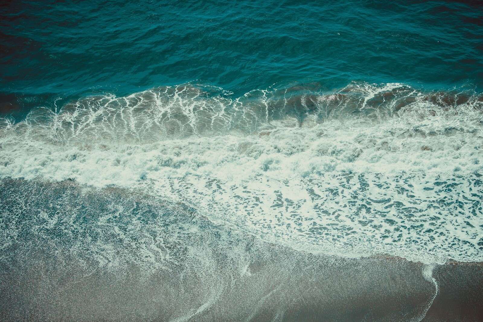 Olas Espumosas en Arena Húmeda