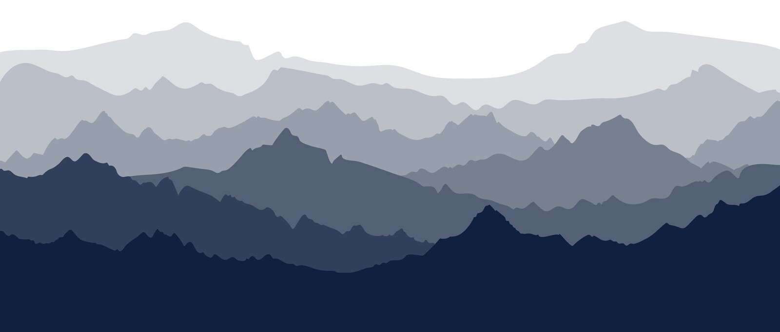 Tranquilas capas azules de montaña