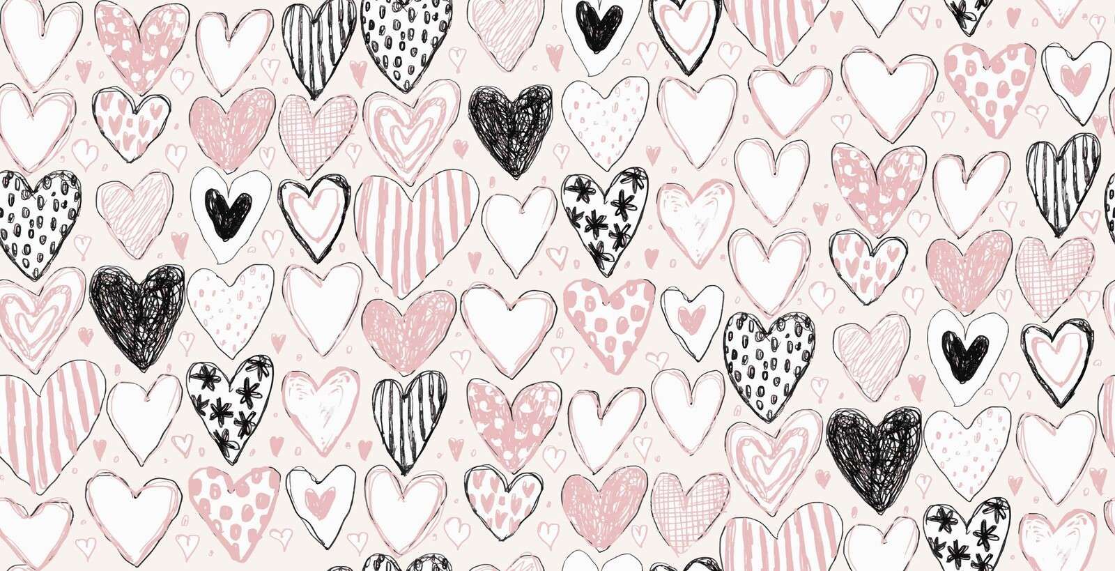 Mezcla de corazones en pastel y tinta