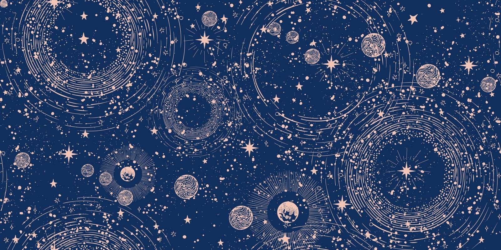 Lluvia de planetas en azul medianoche