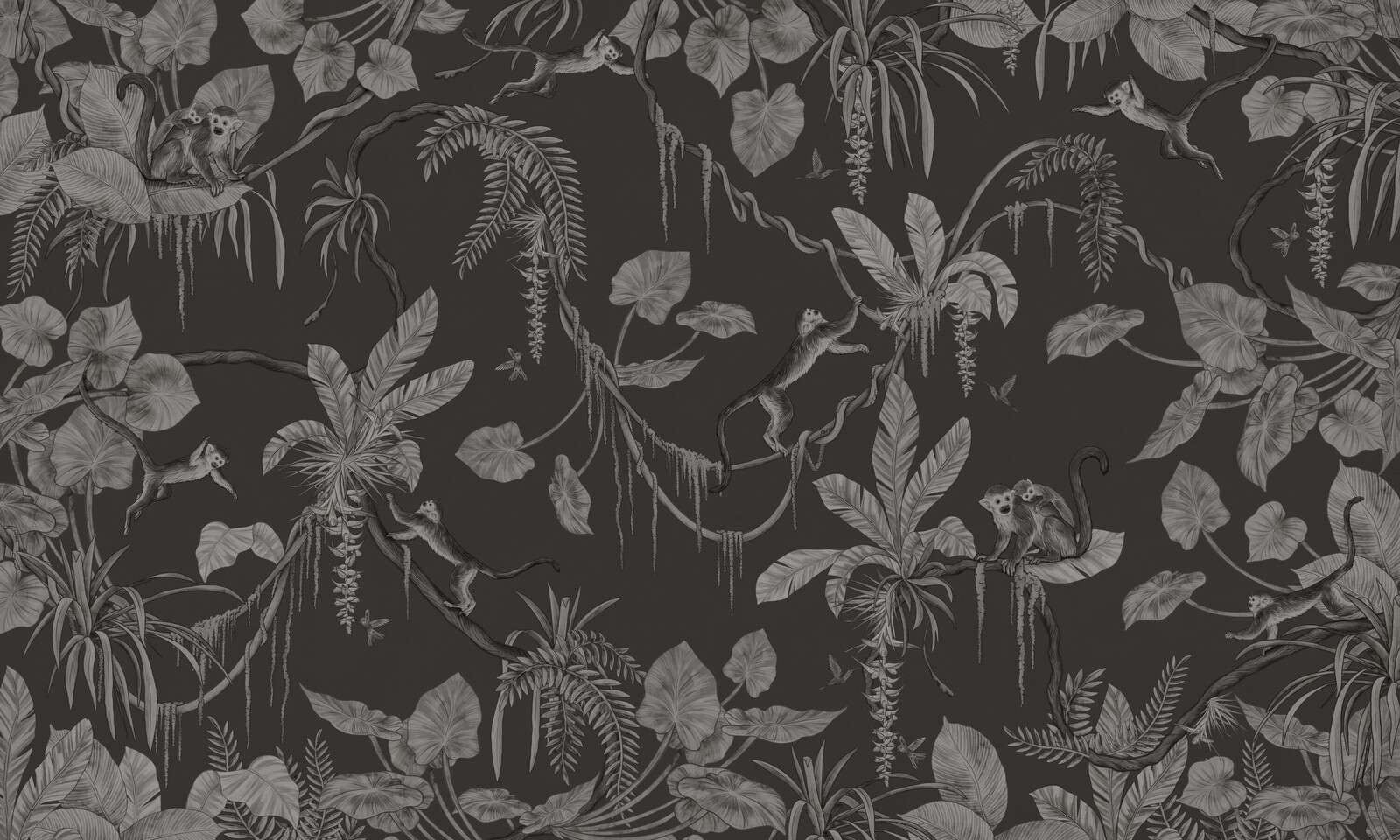 Playful Monkeys - Monochrome - Black