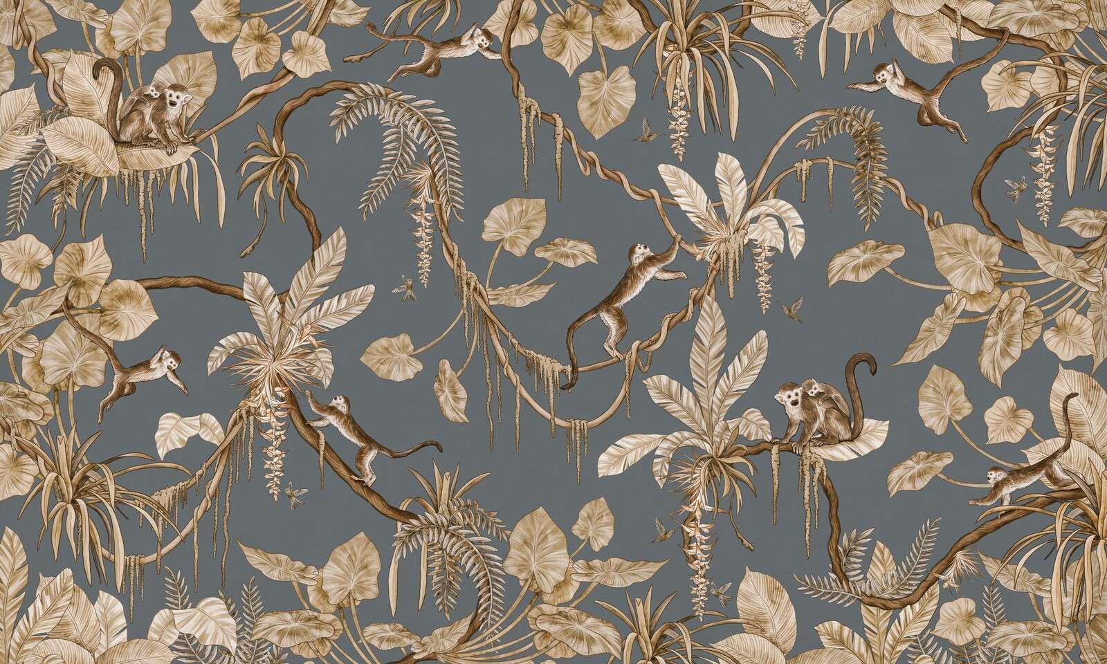 Playful Monkeys - Vintage - Blue