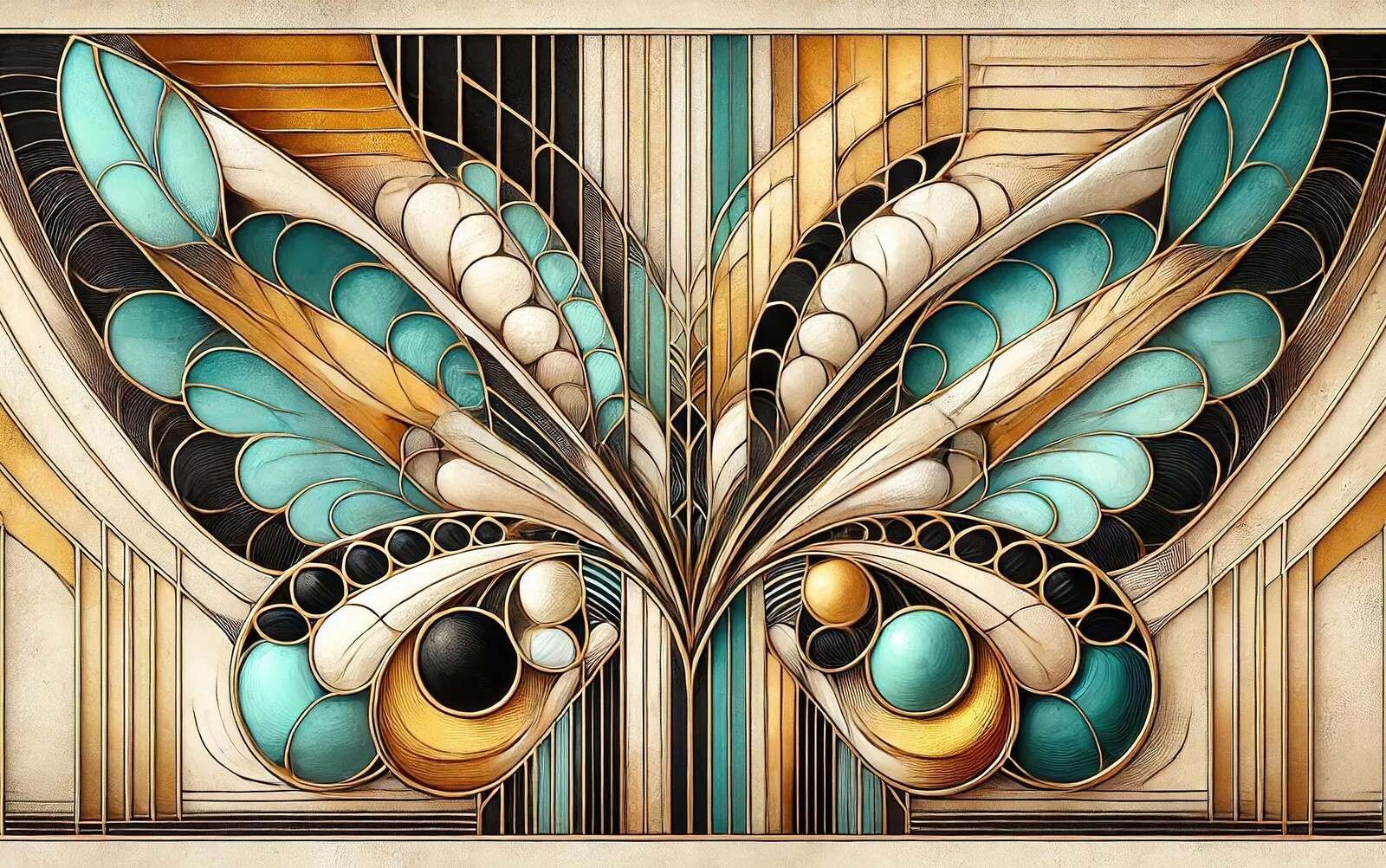Mariposa en el esplendor de colores art déco