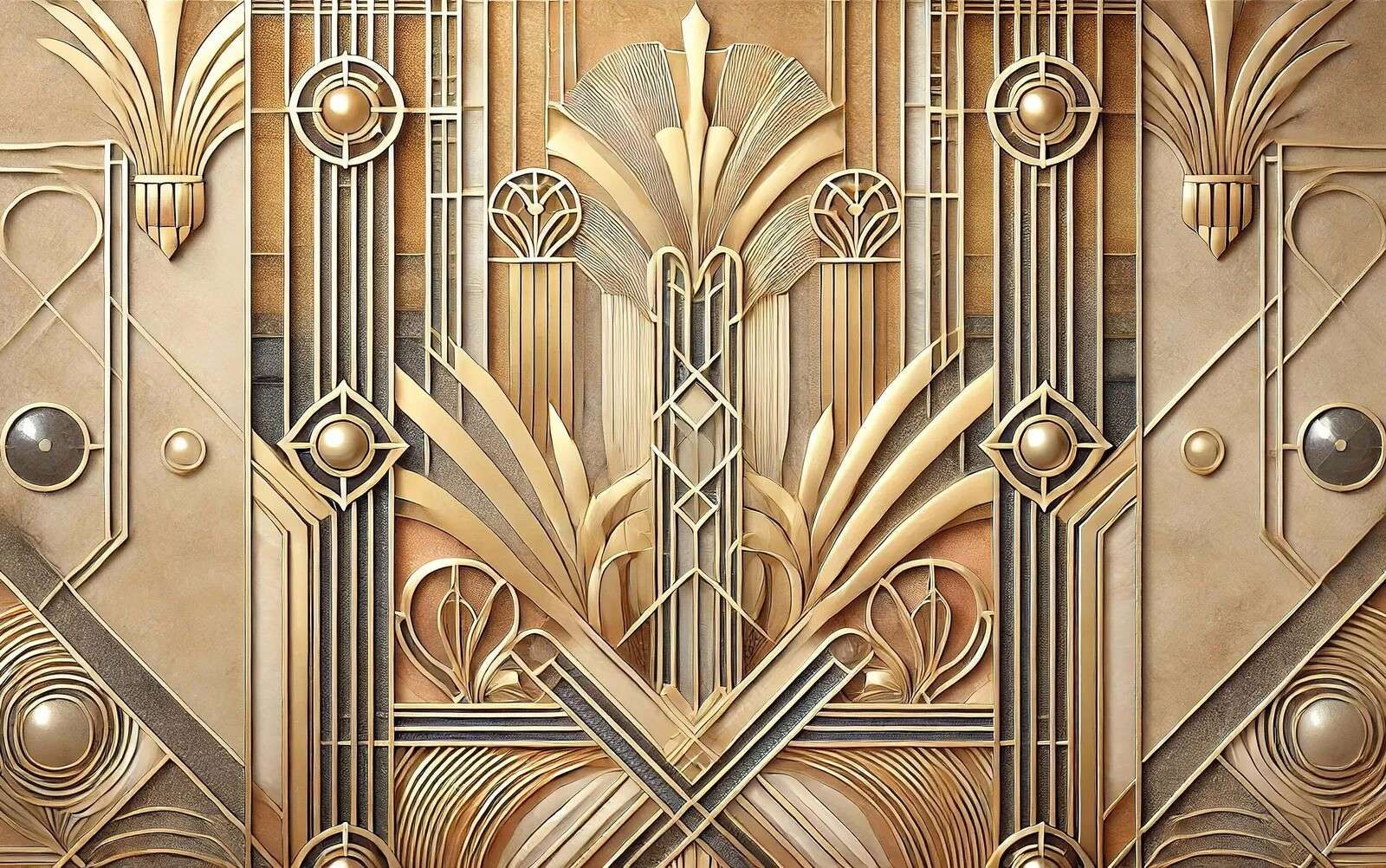 Arte Deco dorado en relieve simétrico.