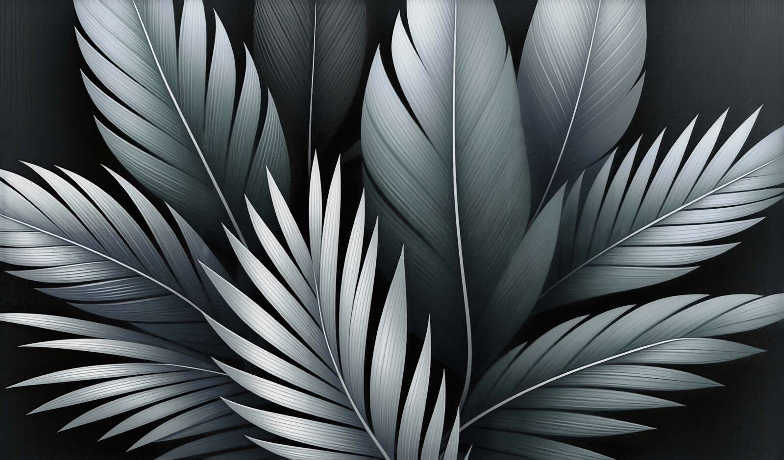 Plumas frías en tonos grises suaves.