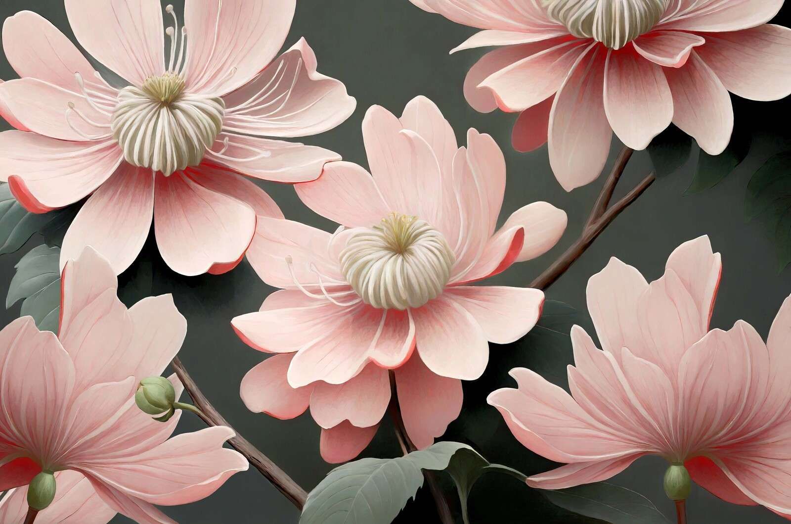 Flores de clematis suaves en rosa