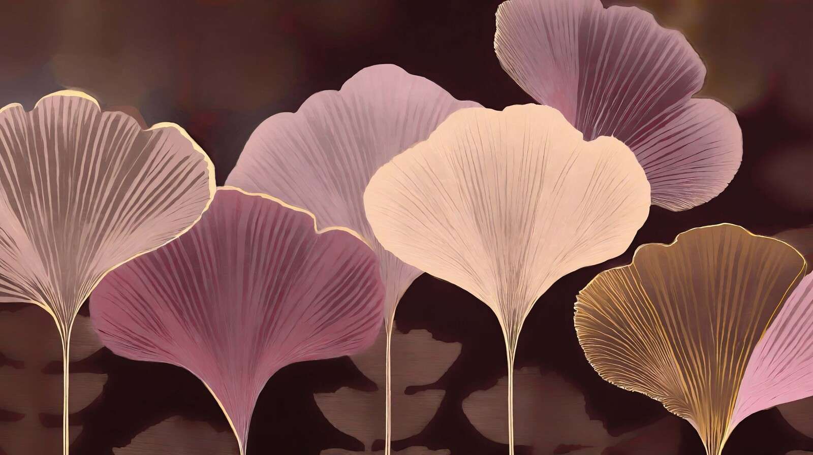 Hojas de ginkgo abstractas en rosa antiguo