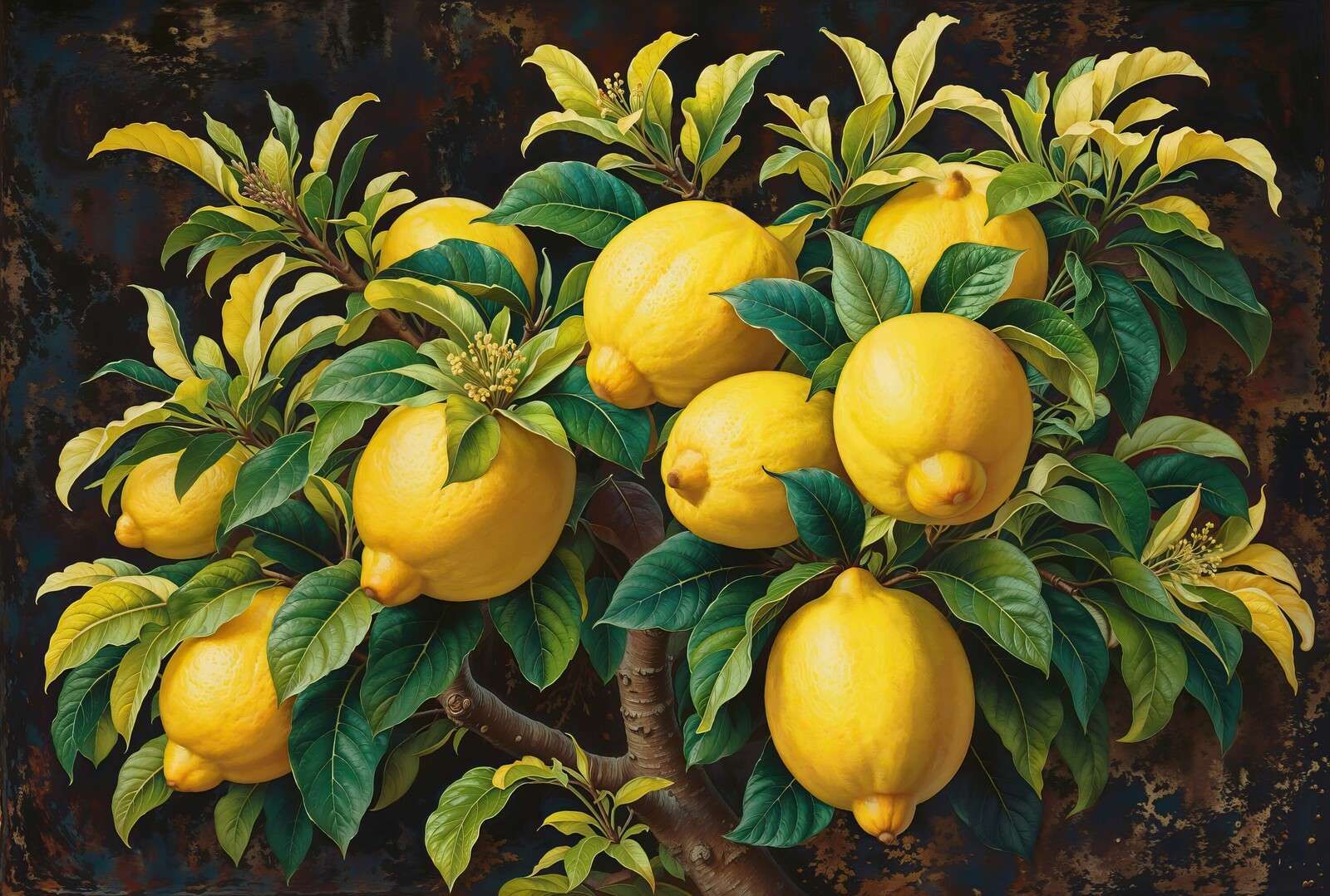 Árbol de limón con limones maduros