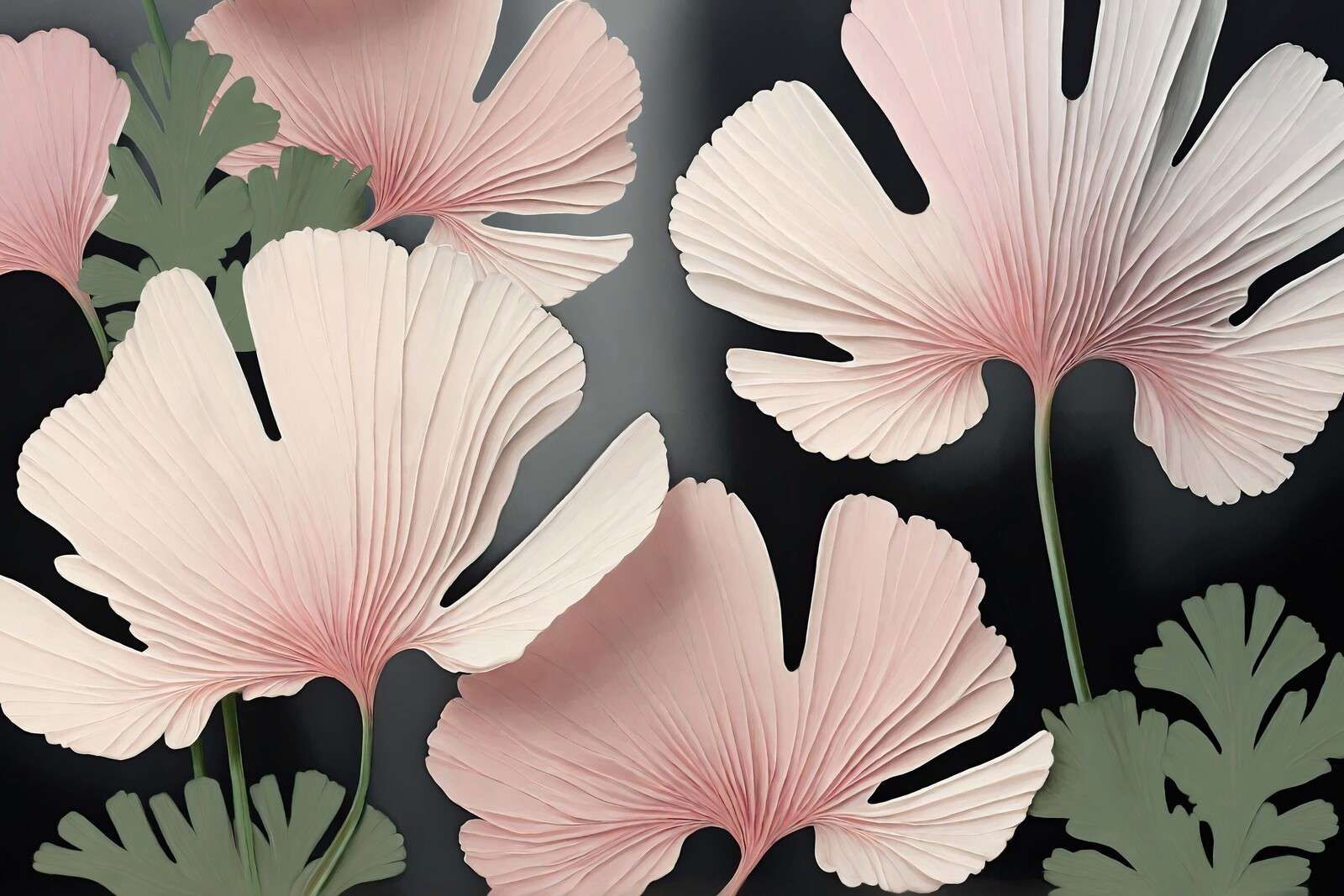 Hojas de ginkgo suaves en blush