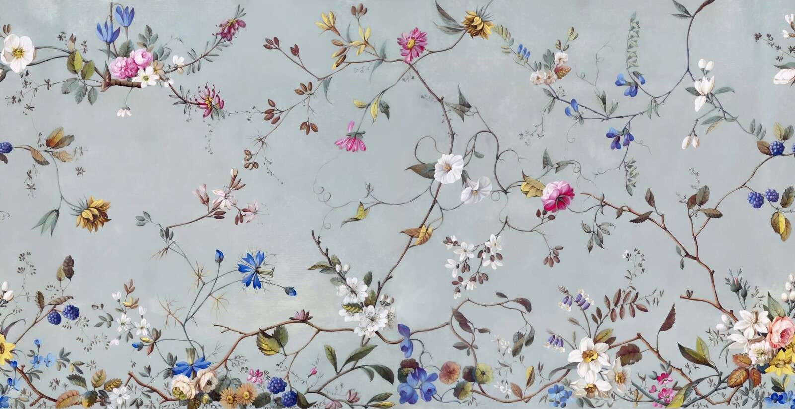 Delicadas ramas de floración en azul bruma