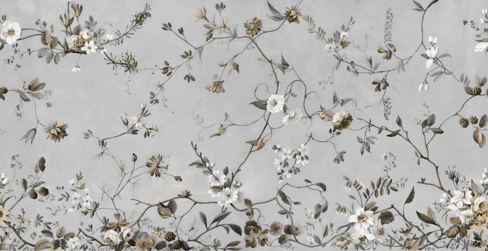 Elegantes ramas de floración en sepia