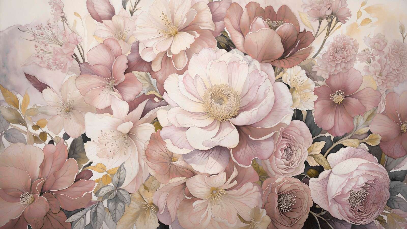Flores románticas en rosa empolvado