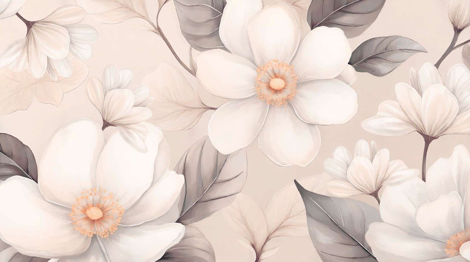Suaves flores de magnolia en crema