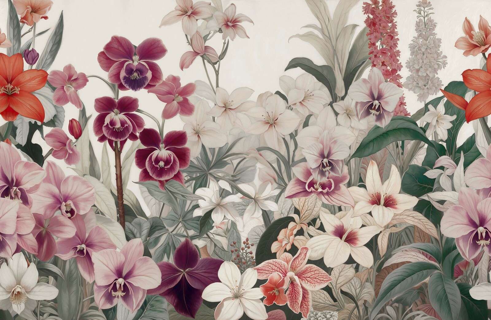 Flores exóticas en suaves tonos pastel