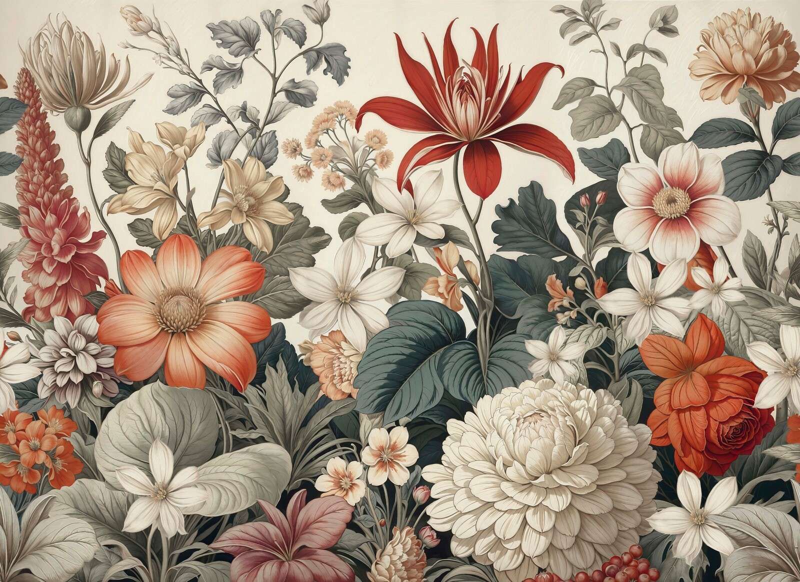 Flores exuberantes en tonos cálidos de tierra