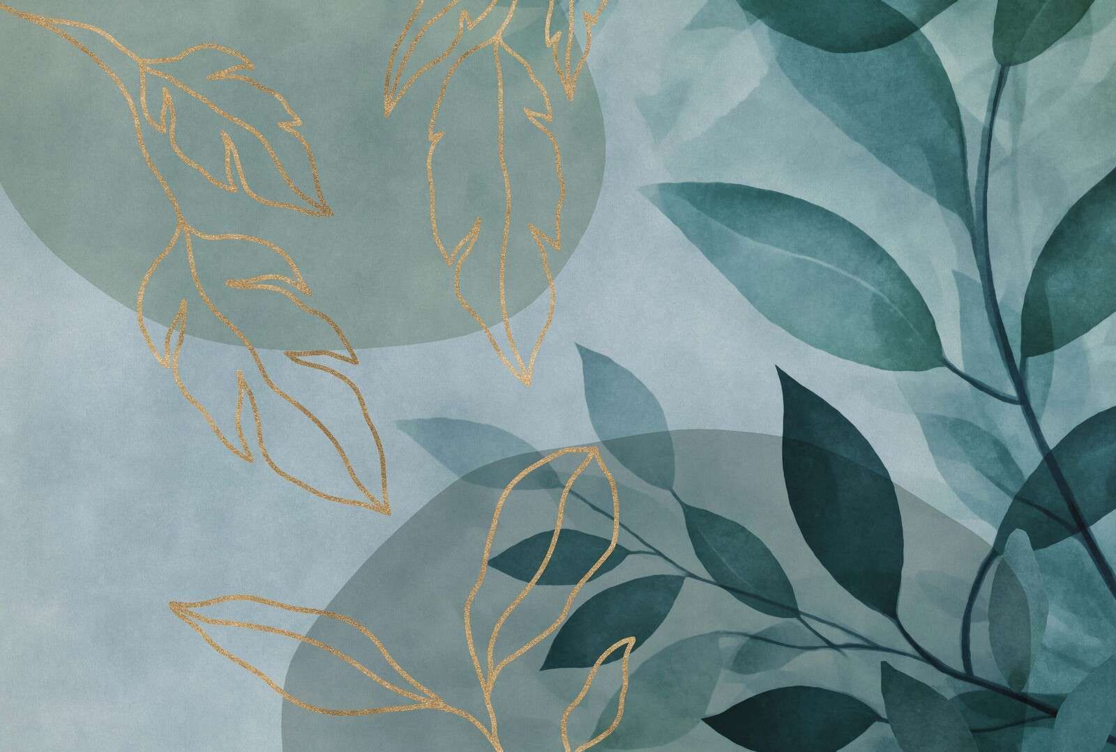 Elegancia frondosa Arte de naturaleza moderna en verde azulado