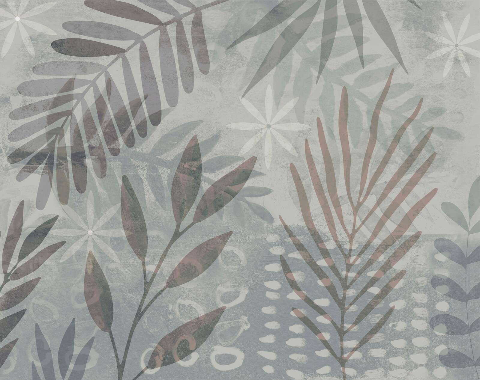 Mezcla de collage de hojas de palma gris marrón