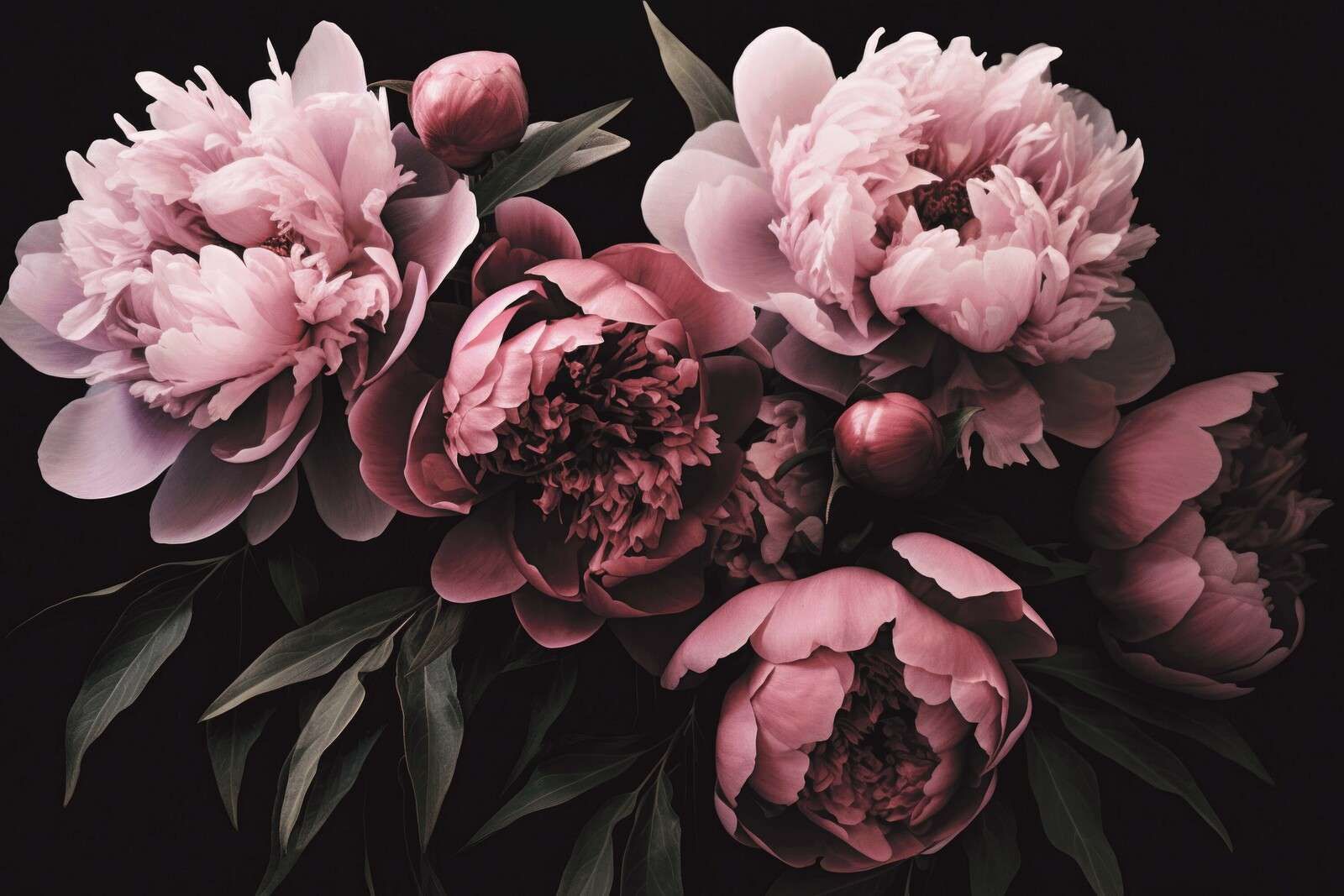 Peonías opulentas, flores románticas de color rosa pastel
