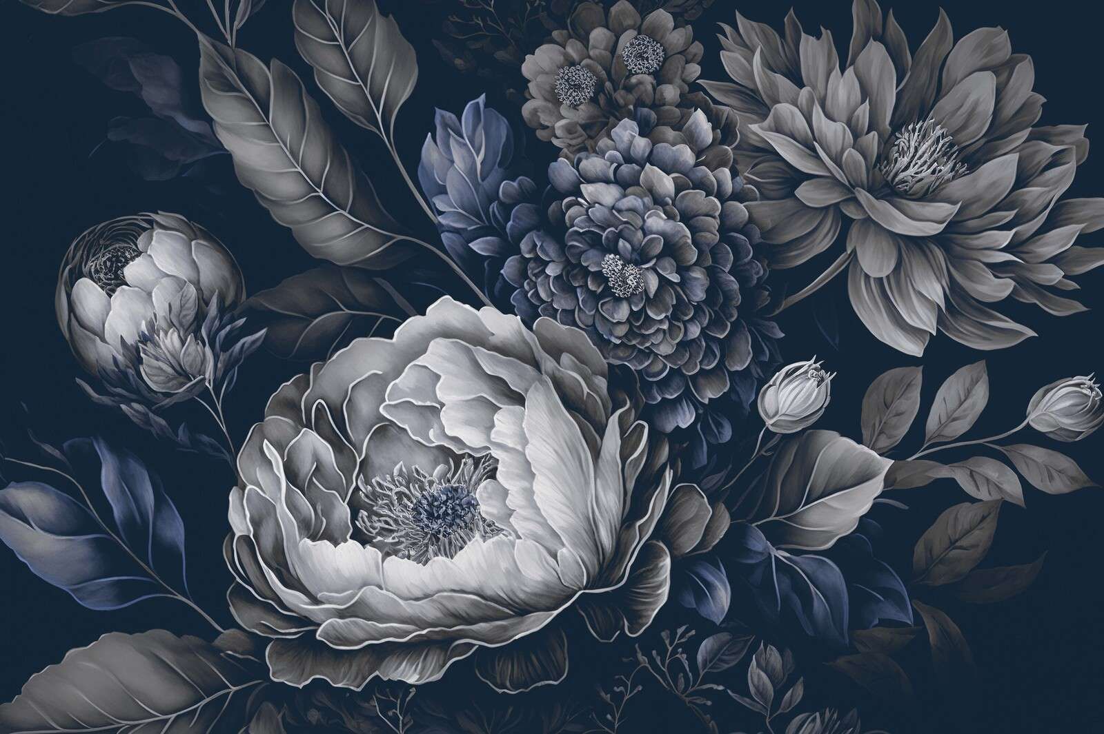 floral grande barroco azul