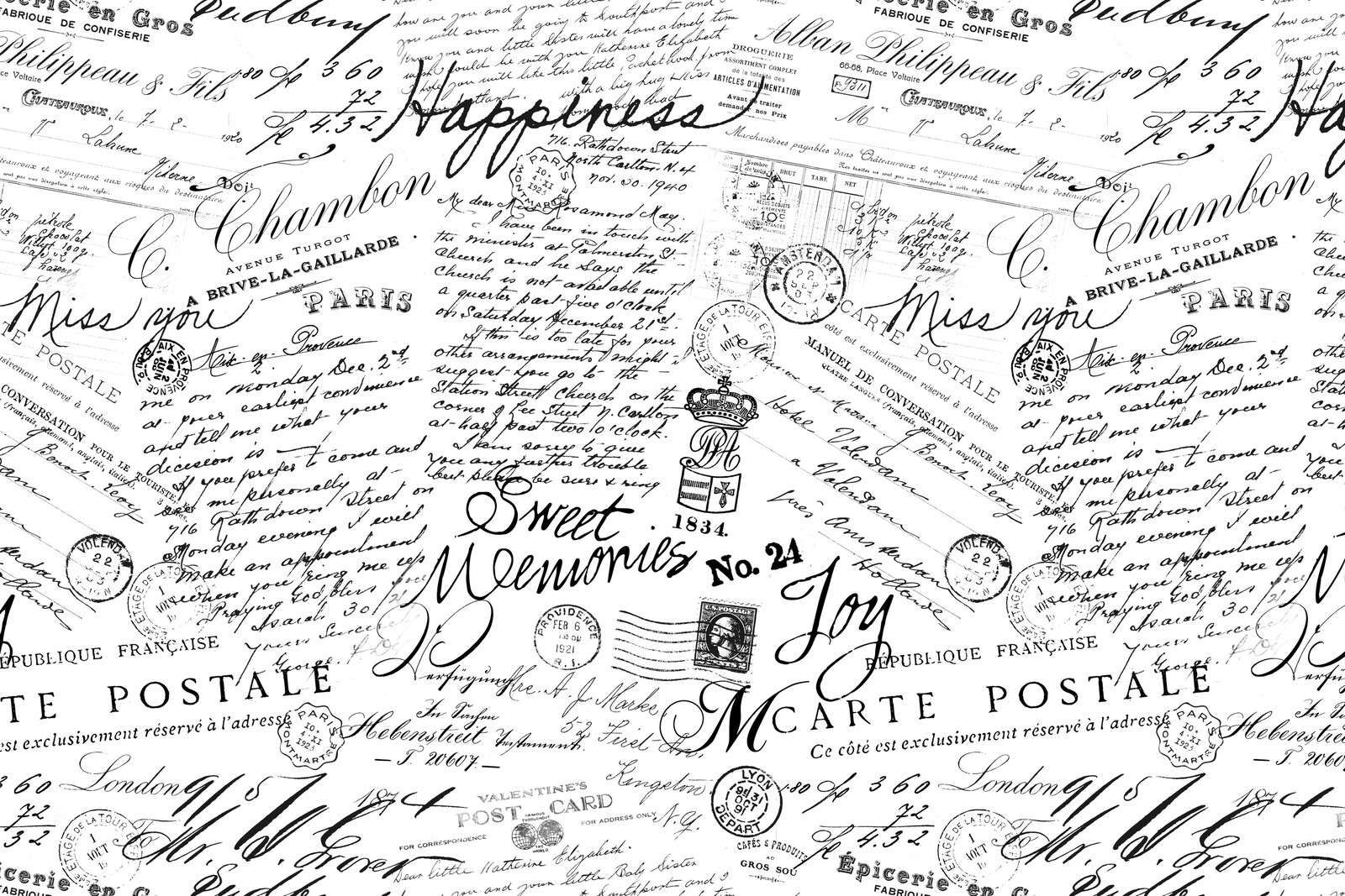 Tipografía vintage en blanco y negro