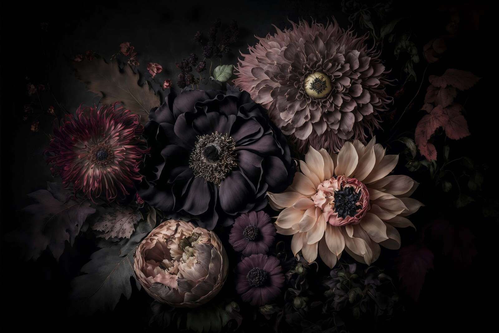 Flores oscuras y melancólicas, lujo bohemio
