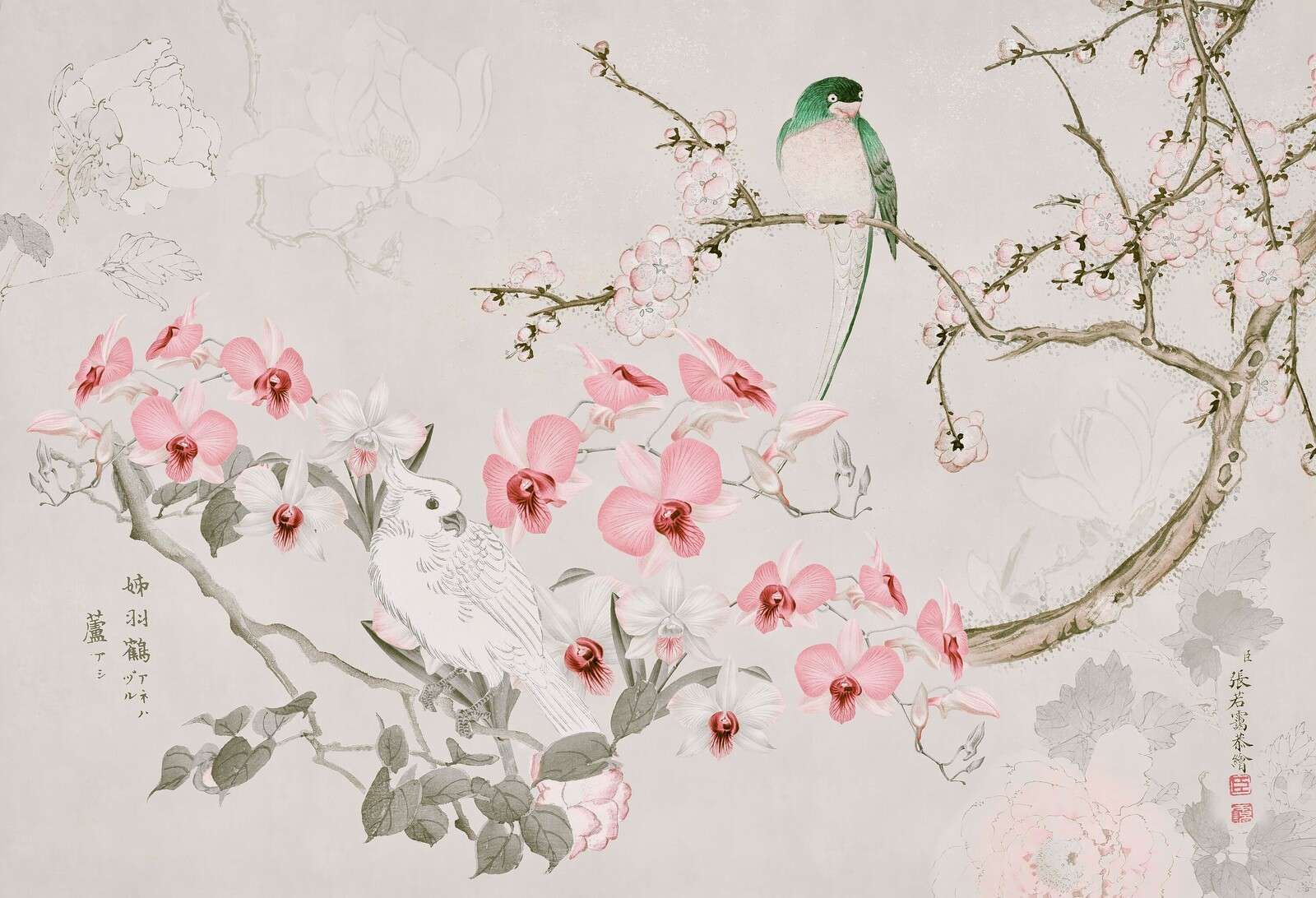 Chinoiserie con cacatúa