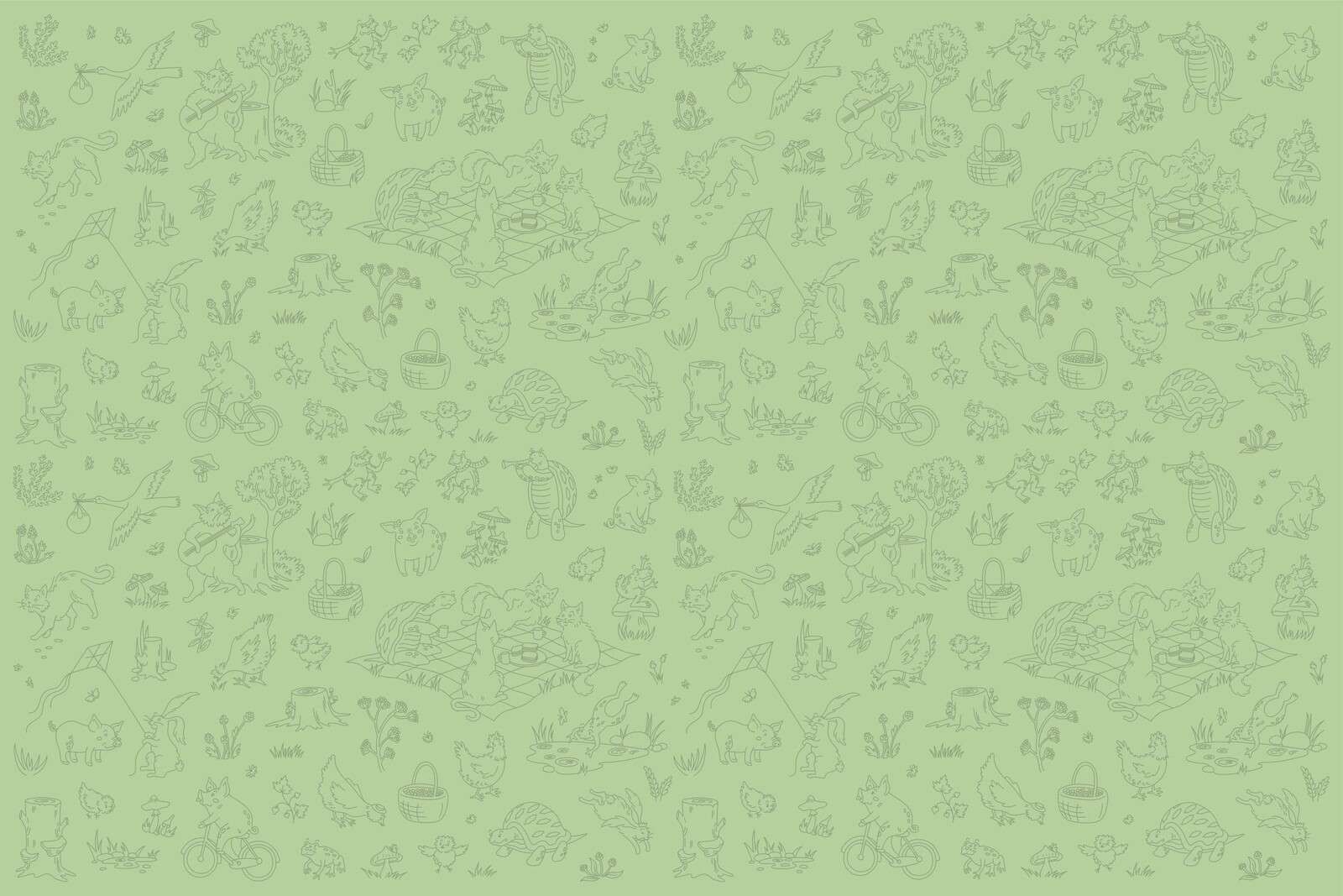 Bos animales tranquilo verde claro estampado