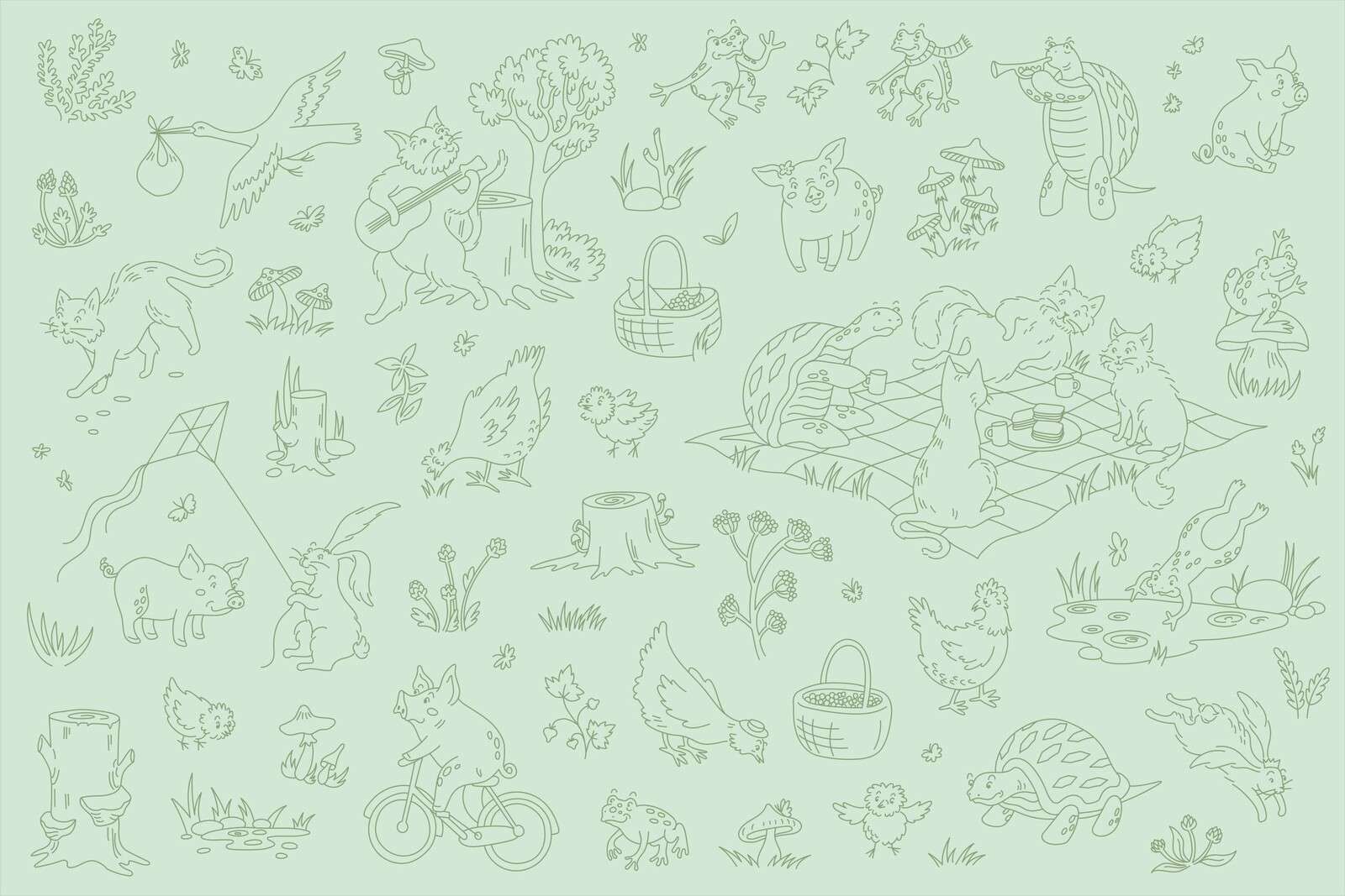 bos animales tranquilo verde menta oscuro