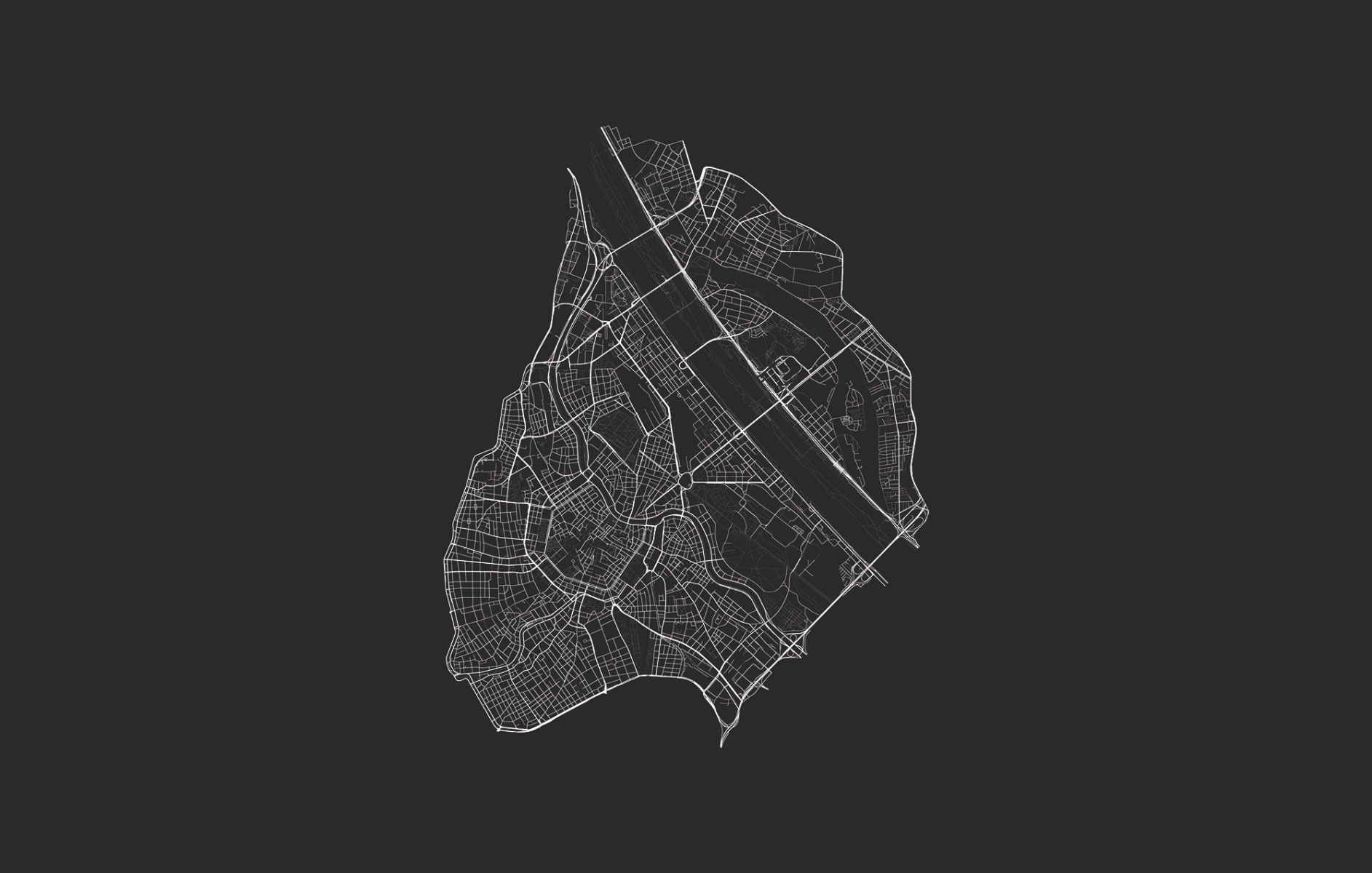 Mapa Centro de Viena, negro