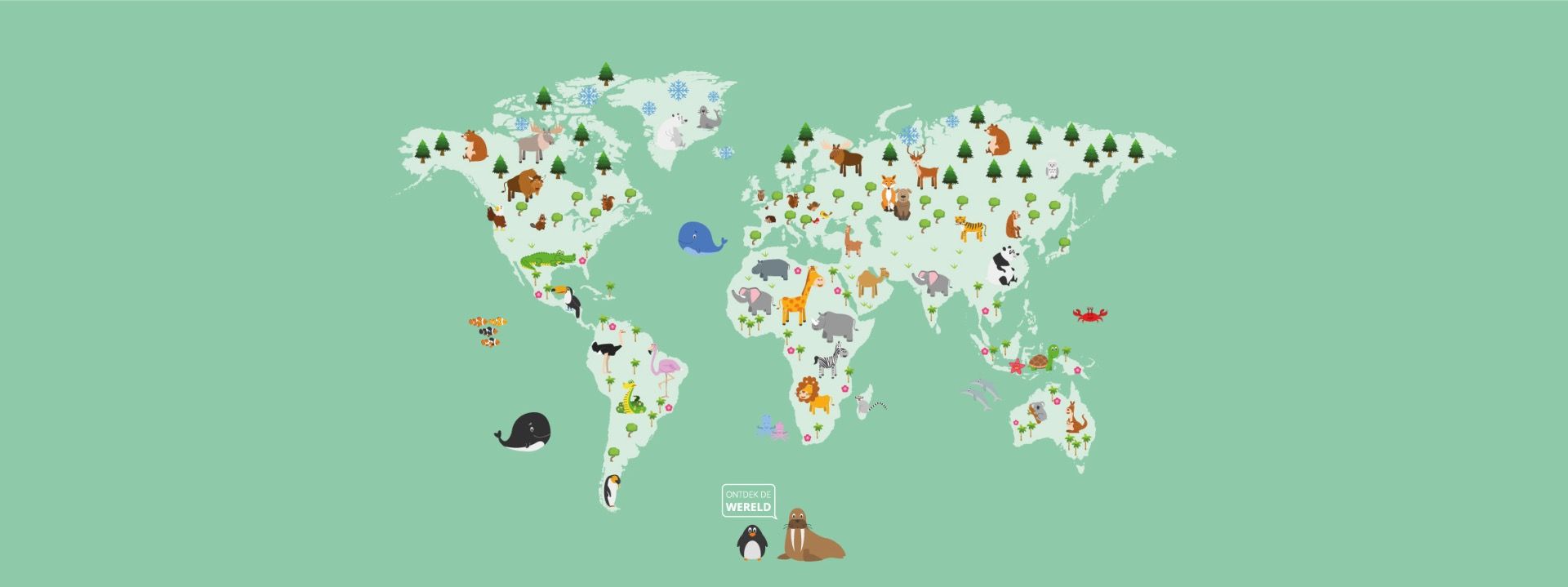 Mapa del mundo para niños en verde