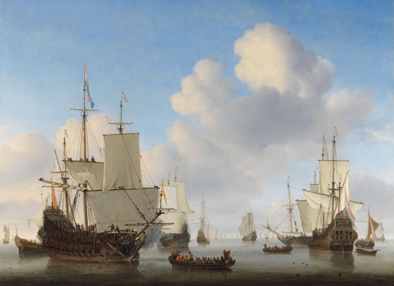 Papel fotográfico Rijksmuseum. Los barcos holandeses en un mar tranquilo.  