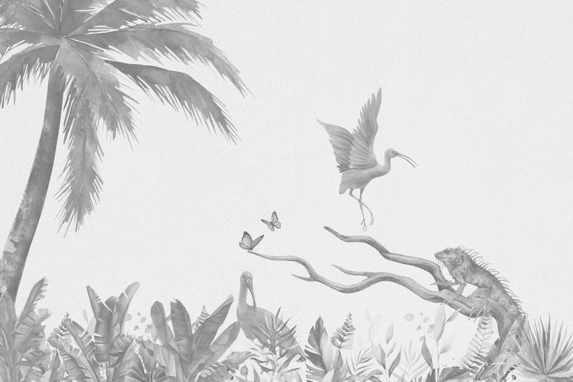 Rama con animales de la selva en tonos grises main product photo