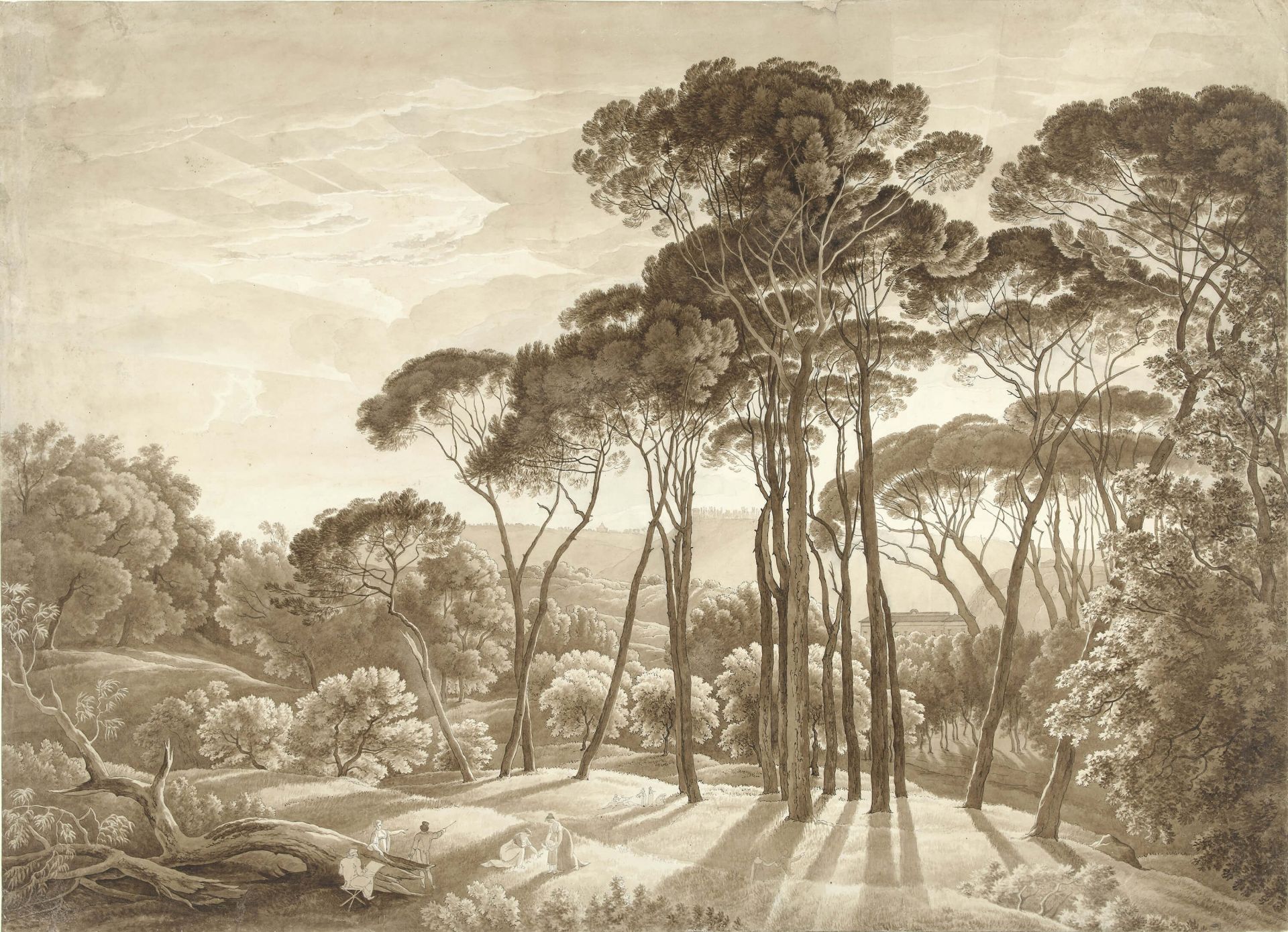 Paisaje forestal cerca de Roma con el sol poniente main product photo