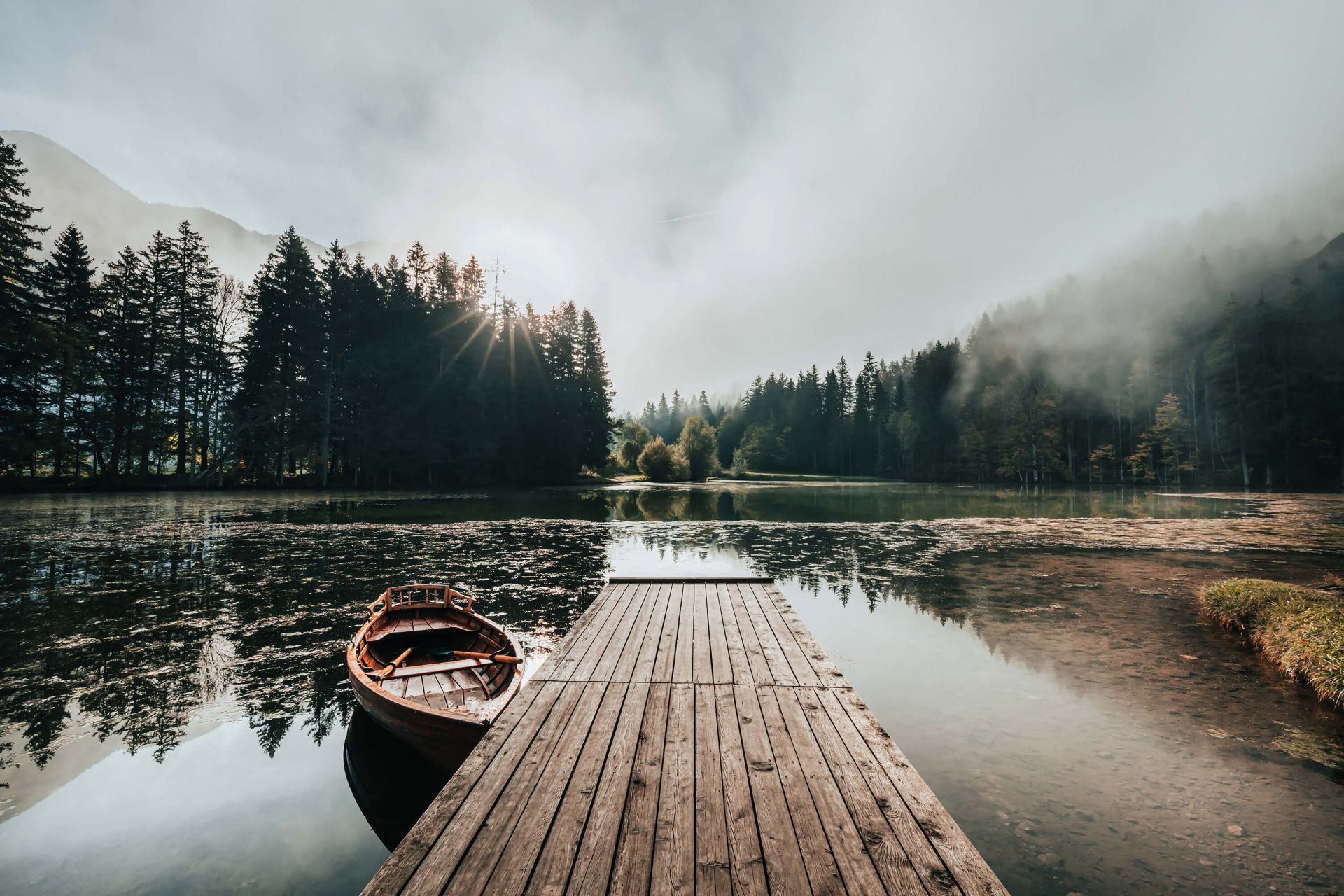 Foggy morning by the water main product photo