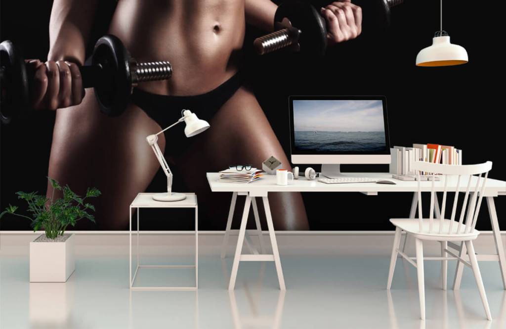 Deporte y fitness - Papel pintado con Mujer con músculos abdominales - Garage 2