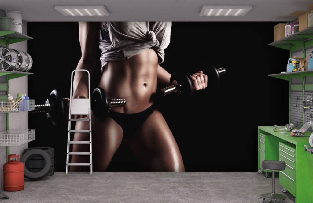 Deporte y fitness - Papel pintado con Mujer con músculos abdominales - Garage 6