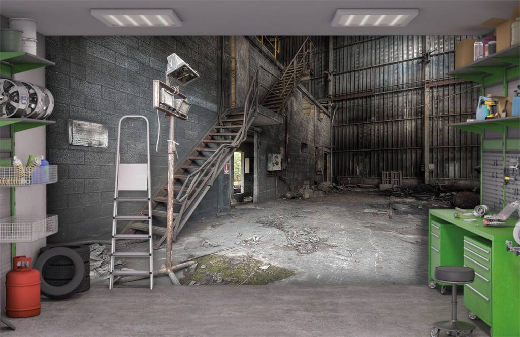 Escaleras - Papel pintado con Edificio industrial - Habitación 6