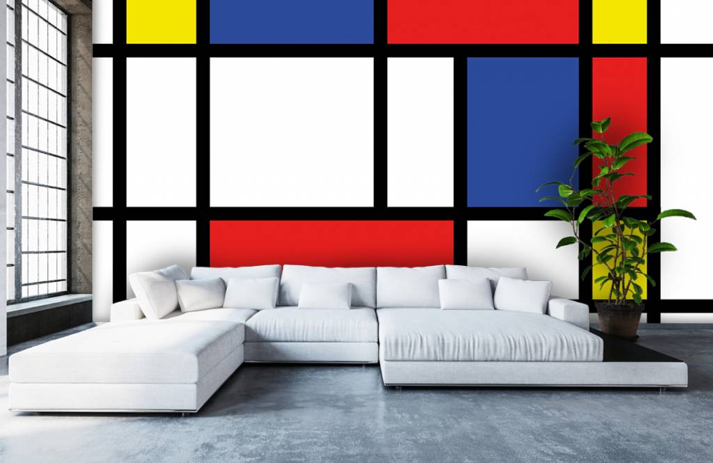 Abstracto - Papel pintado con Mondrian - Sala de ocio 1