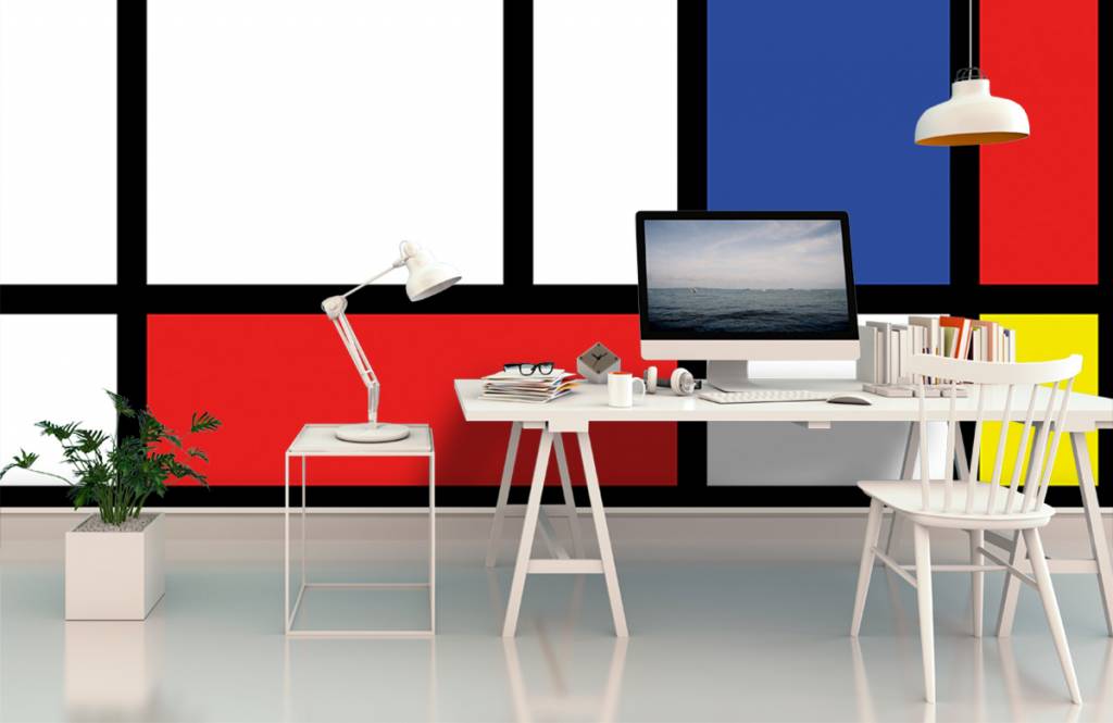 Abstracto - Papel pintado con Mondrian - Sala de ocio 2