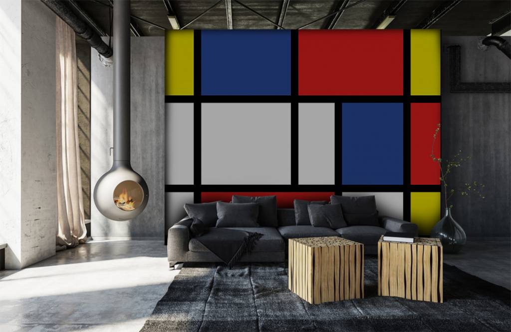Abstracto - Papel pintado con Mondrian - Sala de ocio 7