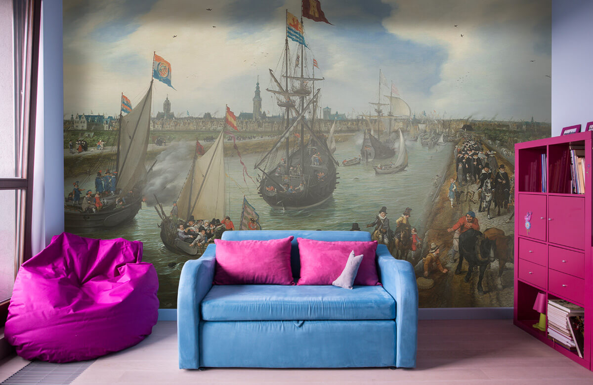 Rijksmuseum - Papel pintado con Salida de un dignatario de Middelburg - Salón 10