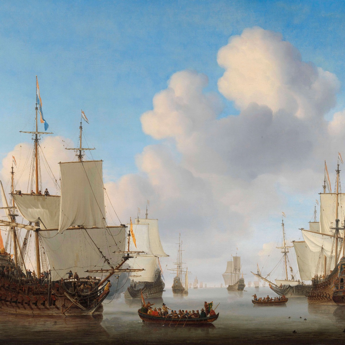 Arte Papel pintado con Barcos holandeses en un mar en calma. - Salón 12