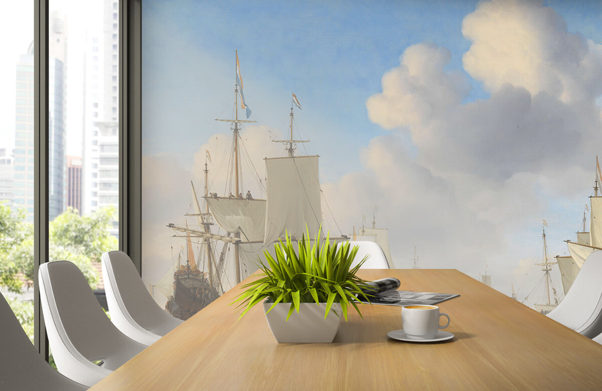 Arte Papel pintado con Barcos holandeses en un mar en calma. - Salón 2
