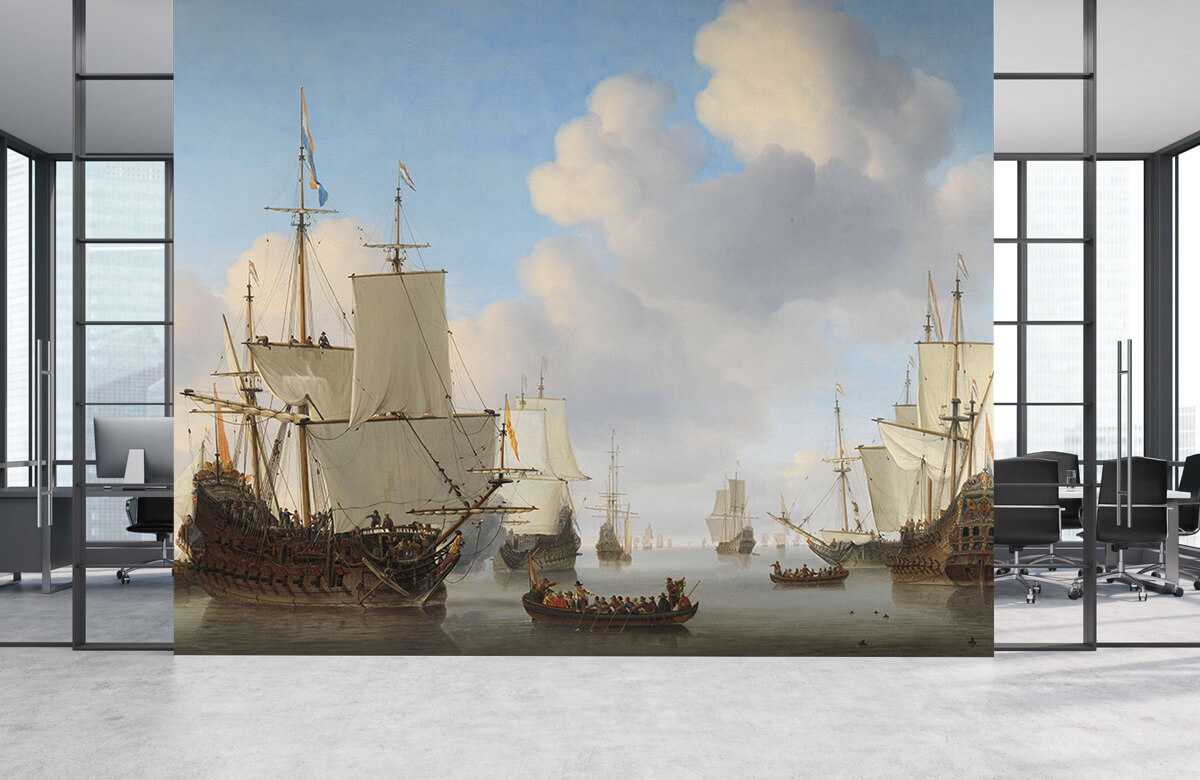 Arte Papel pintado con Barcos holandeses en un mar en calma. - Salón 3