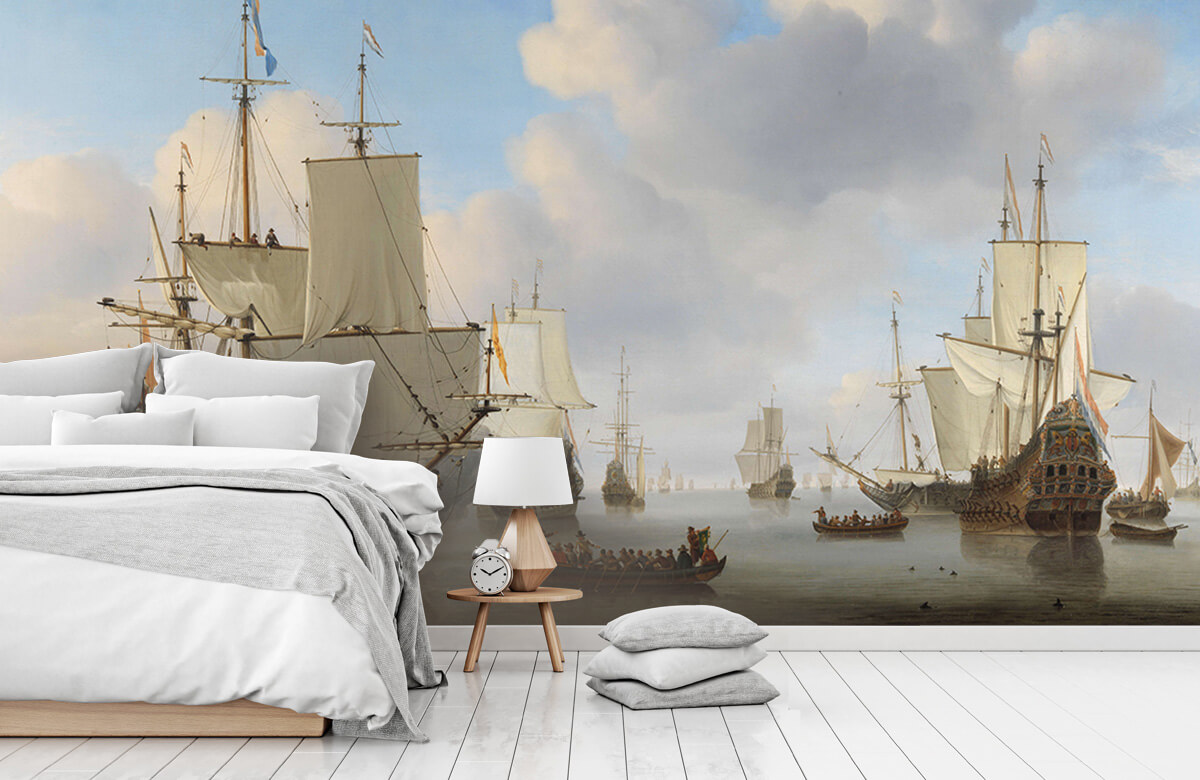 Arte Papel pintado con Barcos holandeses en un mar en calma. - Salón 7