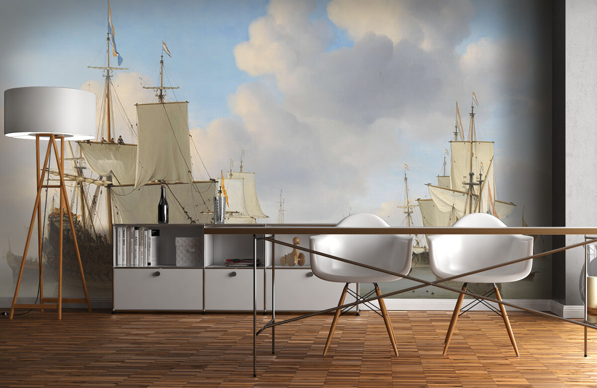 Arte Papel pintado con Barcos holandeses en un mar en calma. - Salón 11
